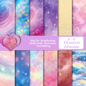 Lot de 12 papiers de scrapbooking ciel étoilé pour bricolage DIY et décoration créative