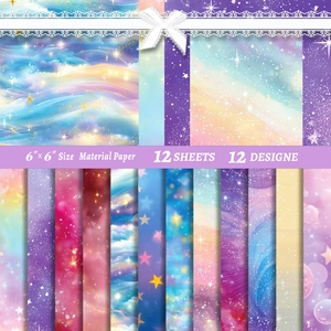 Lot de 12 feuilles de papier scrapbooking 6x6 pouces motif ciel étoilé et nébuleuse