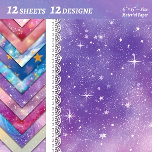 Détail de 12 feuilles de papier scrapbooking galaxie 6x6 pouces au style rêveur
