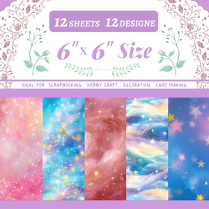 12 feuilles de papier scrapbooking ciel étoilé avec des motifs célestes étincelants 6x6 pouces
