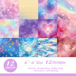 Douze feuilles de papier décoratif 6x6 pouces motif étoile pour scrapbooking et loisirs créatifs