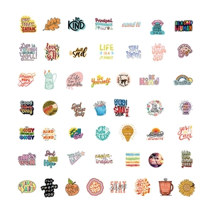 Pack of 50 inspirational waterproof English text stickers for DIY scrapbooking and decor