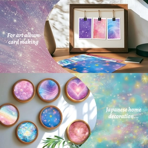 Détail du papier de scrapbooking galaxie étoilée pour création d'albums d'art et de cartes