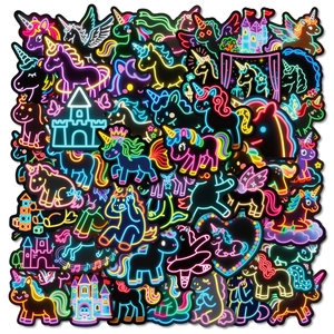 Neon Unicorn Graffiti Stickers Waterproof Colorful PVC Decals For Laptop Suitcase Notebook Handbook DIY Creative Decoration