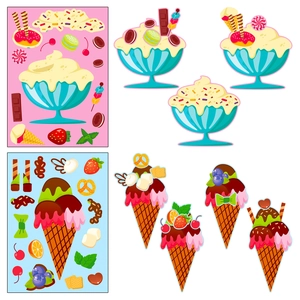 6 sheets of cute cartoon ice cream and dessert puzzle stickers for DIY kids activities