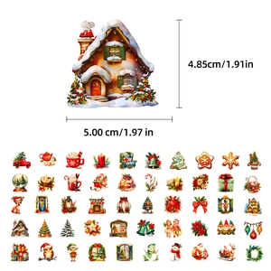 Detailed dimension view of waterproof Christmas stickers with a 5cm snow house motif
