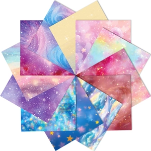 Lot de 12 feuilles de papier artisanal aux motifs d'étoiles scintillantes pour le scrapbooking