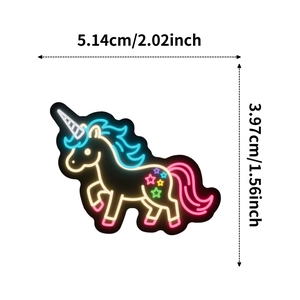 Neon unicorn graffiti sticker dimensions showing 5.14cm width and 3.97cm height