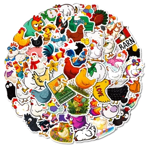 56-piece waterproof cartoon chicken stickers for luggage, helmets and creative decoration