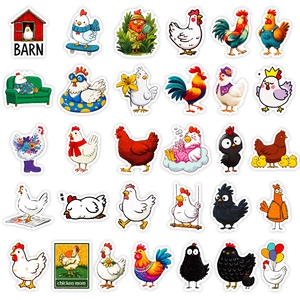 56-piece waterproof funny chicken cartoon stickers for luggage, helmets and creative decor