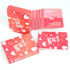 Detail of 50 Truth or Dare game cards for couples with 18+ adult interactive content