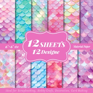 Carta artigianale 15x15 cm iridescente a squame di sirena per scrapbooking fai-da-te