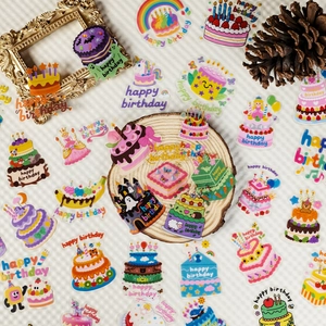 Set of 56 transparent PET birthday cake stickers for DIY scrapbooking and party decor