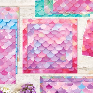 Set di carta decorativa a squame di sirena con finitura perlata per scrapbooking fai-da-te