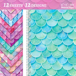 Dettaglio macro della carta decorativa a squame di sirena 6x6 pollici per scrapbooking