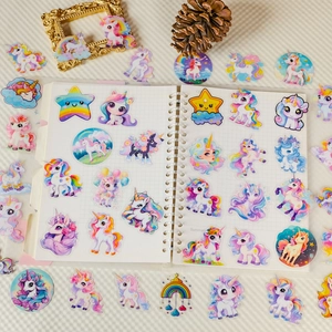 56 pieces of dreamy unicorn PET stickers in pastel colors for DIY crafts and rewards