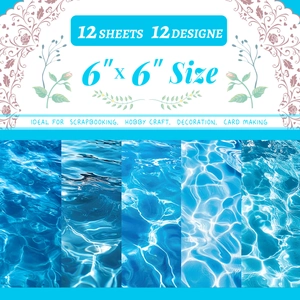 Detail of 6x6 inch blue water ripple pattern scrapbooking paper for DIY crafts