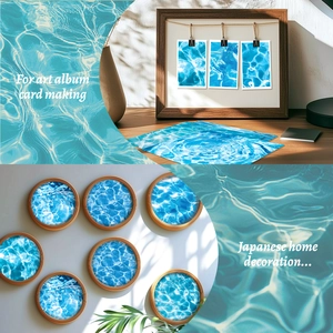Blue water ripple scrapbooking paper pack for DIY arts and Japanese home decor