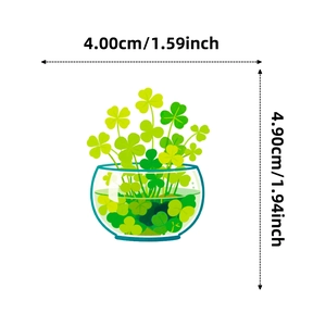 Detailed dimension view of clover potted plant sticker measuring 4.90cm in height