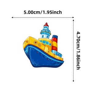 Detailed view of nautical boat sticker showing 5.00cm width and 4.70cm height dimensions