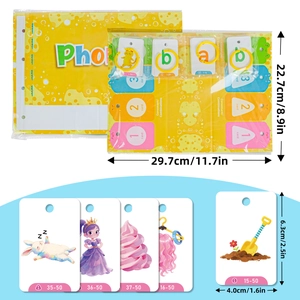 Set di 129 carte educative fonetiche per bambini con raccoglitore giallo e flashcard