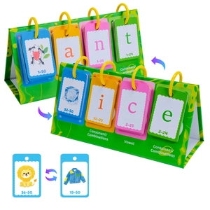 Kids phonetic spelling flip chart educational cards for word learning and pronunciation