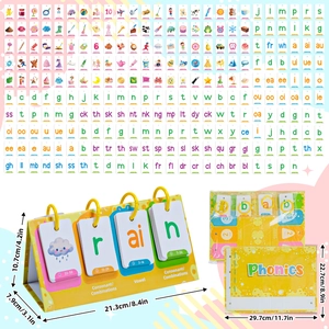Set di 129 carte educative Phonics con espositore giallo per l'apprendimento dell'inglese