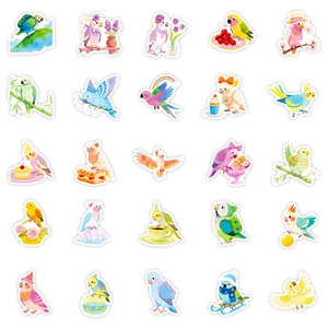 25 pieces of cute watercolor parrot stickers for water bottles and scrapbook decoration
