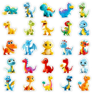 Colorful 3D cartoon dinosaur sticker set for kids with 25 cute waterproof designs