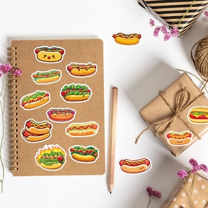 Variety of cartoon hot dog stickers used for DIY stationery and gift box decoration