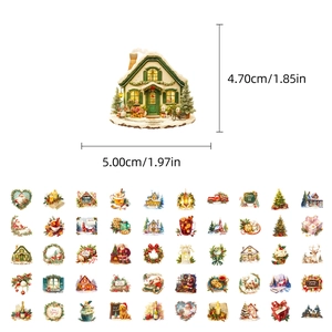 Pack de 50 pegatinas navideñas con diseños de Papá Noel, renos y hombre de jengibre