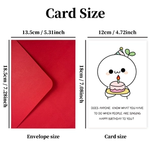Funny birthday card set with red envelope and dimensions 12x18cm for DIY greetings