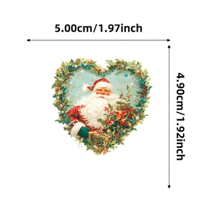 Especificaciones detalladas de tamaño de la pegatina de Papá Noel en forma de corazón