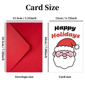Detailed size specifications for large Christmas card and red envelope set