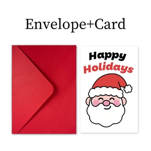 Detail of large Christmas card set featuring Santa illustration and red envelope
