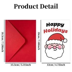 Christmas greeting card set with red envelope and Happy Holidays Santa Claus design