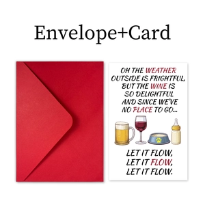 Detail of creative Valentine's Day card with red envelope and humorous beer illustration