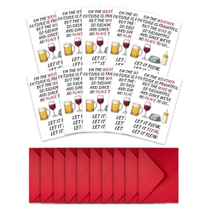 Funny Valentine card set with 10 creative illustrated cards and 10 red envelopes for couples