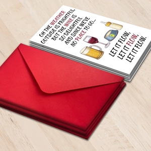 Detail of funny Valentine card with cute illustrations and a matching red envelope set