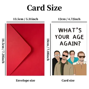 Lot de cartes d'anniversaire drôles avec dessins d'hommes et enveloppe rouge