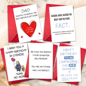 Set of 10 funny Father's Day cards with red envelopes and humorous messages
