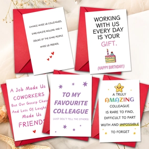 Lot de 5 cartes d'anniversaire avec enveloppes pour collègues et illustrations colorées