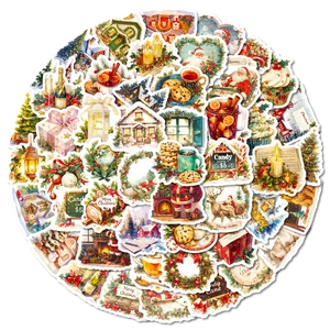 Set de 50 pegatinas de Navidad impermeables con Papá Noel y árboles para DIY
