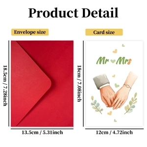 Detail of Mr & Mrs Valentine wedding card with a premium deep red envelope set