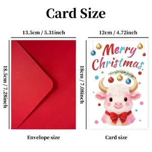Size chart showing 13.5x18.5cm red envelope and 12x18cm Christmas card dimensions
