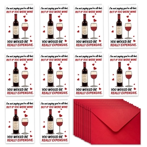 Pack de 10 tarjetas de cumpleaños divertidas tema vino con sobres rojos incluidos