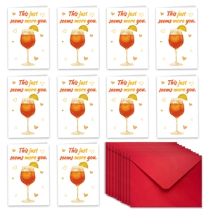 Pack de 10 tarjetas de San Valentín con diseño de cóctel y sobres rojos de regalo