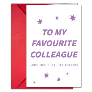 Kit de carte de vœux amusante pour collègue avec enveloppe rouge et texte violet