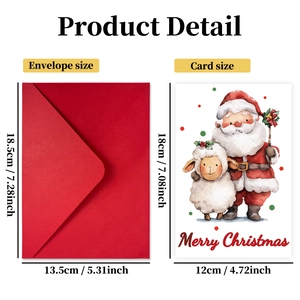 Spécifications de taille pour la carte de Noël Père Noël et son enveloppe rouge