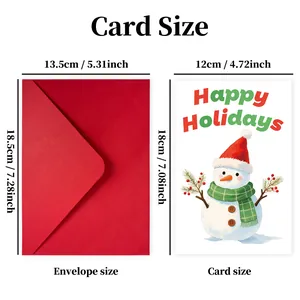 Juego de tarjetas navideñas con diseño de muñeco de nieve y especificaciones
